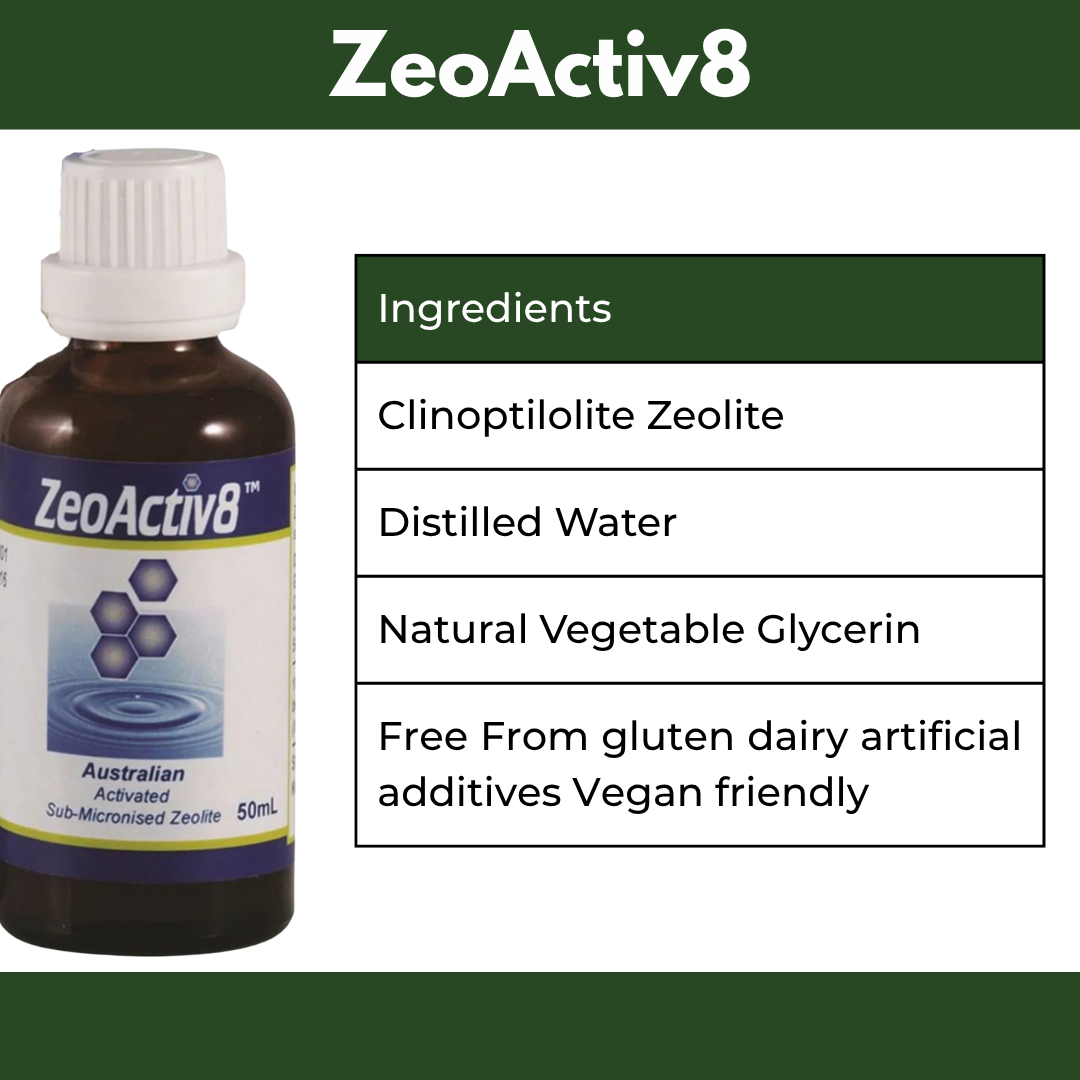 ZeoActiv8 Australian Zeolite, sub-micronised for optimal absorption. 