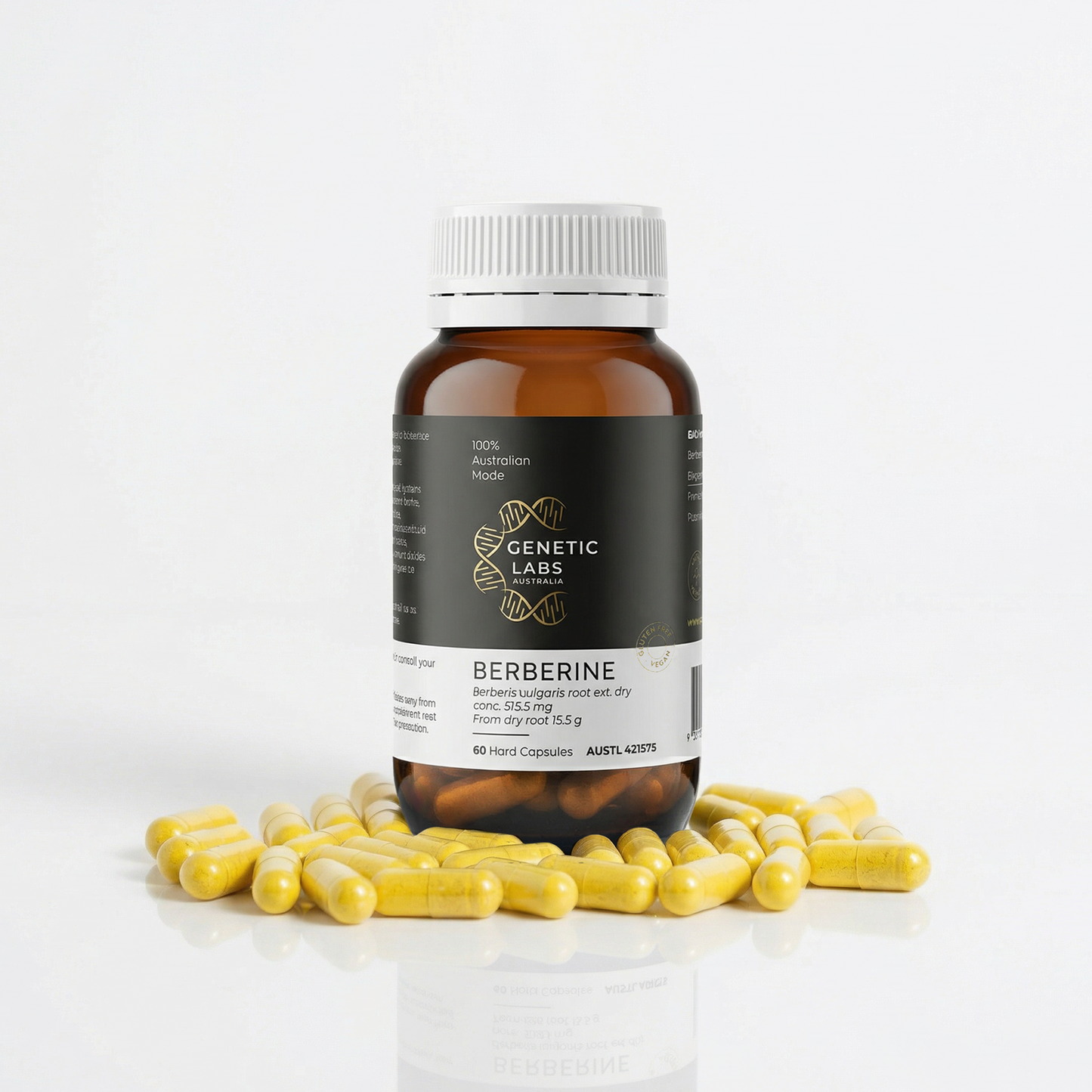 Genetic Labs Australia Berberin-Nahrungsergänzungsmittel 500 mg – 60 Kapseln, hergestellt in Australien 