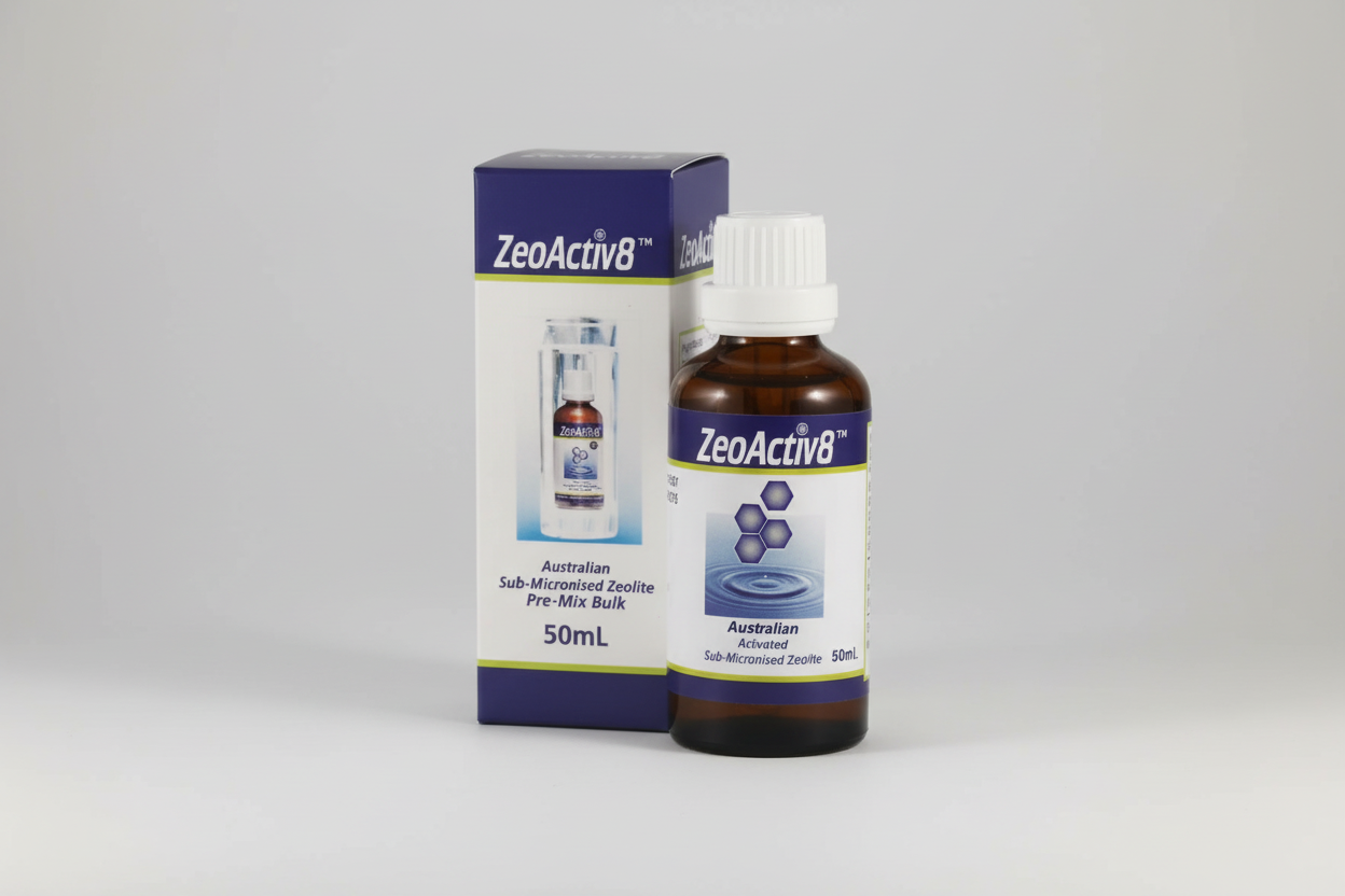 ZeoActiv8 bottle and packaging on a white background