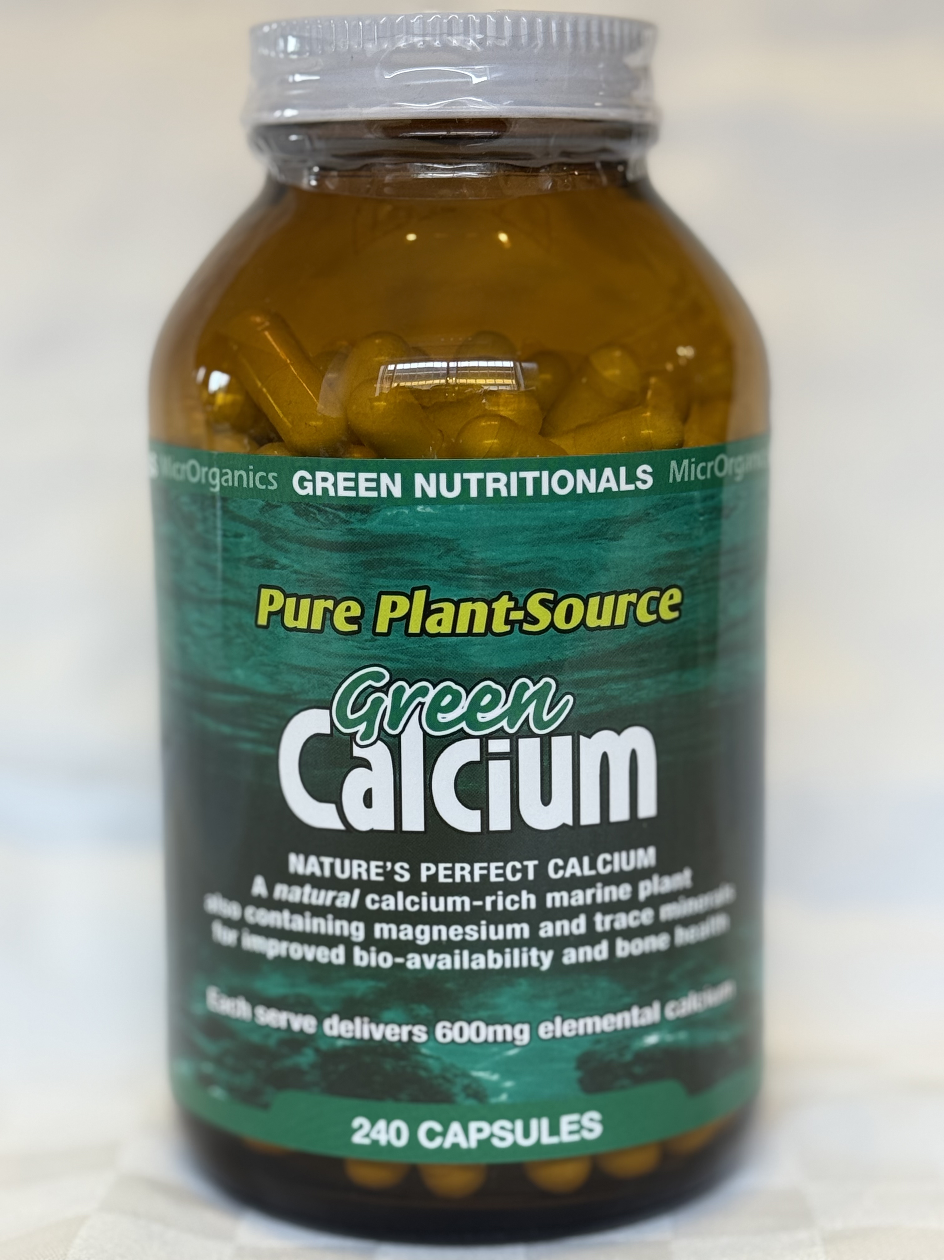 Green Nutritionals Green Calcium 240 capsules natural plant-based calcium supplement, wholefood calcium source,nutrient-rich wholefood mineral complex
